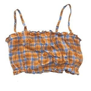Forever 21 yellow and blue plaid tank top crop top